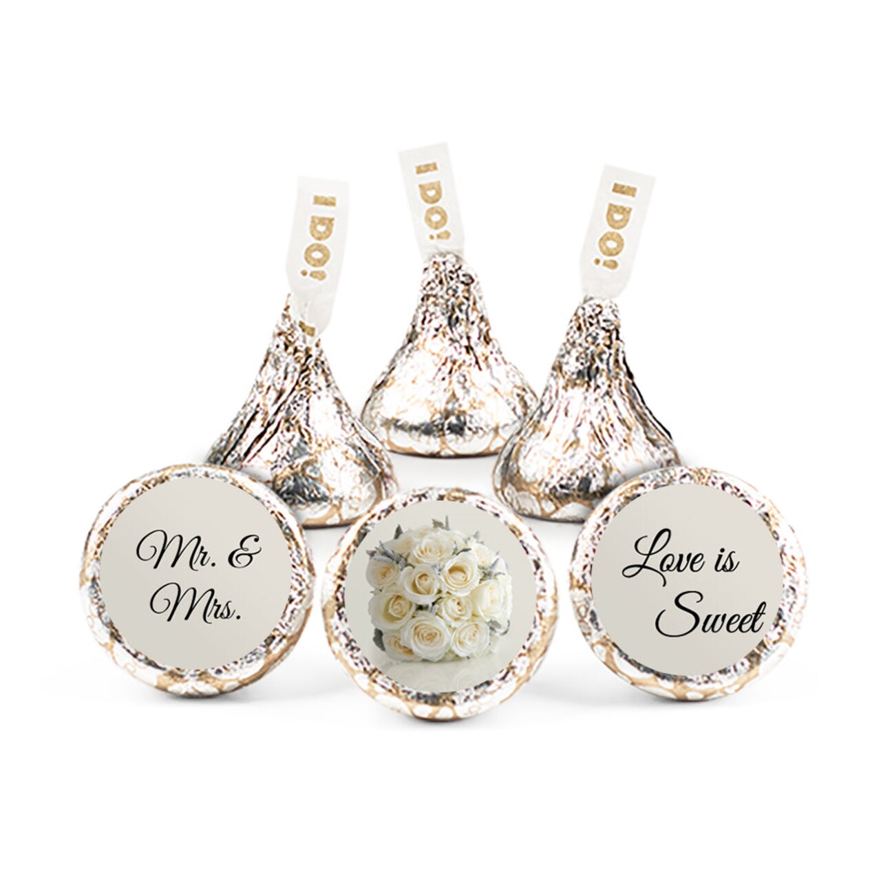 75ct Wedding Candy Favors Hershey's Kisses Chocolate (75 Candies + 1 Sheet Stickers) Floral - Candy Included - Assembly Required - by Just Candy